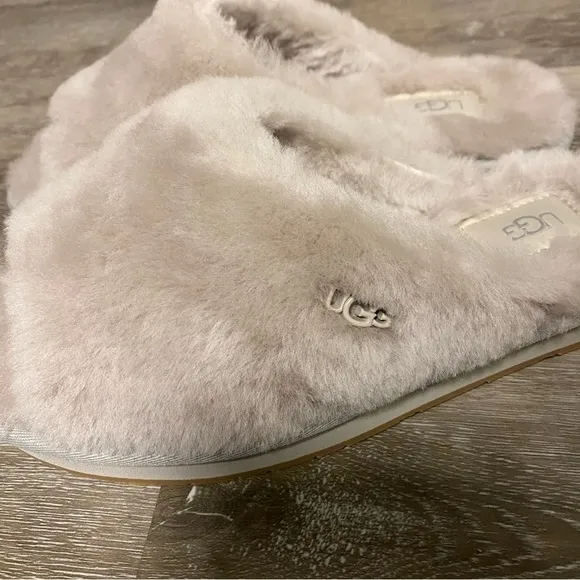 UGG | Annia Peep Toe Sheepskin Slide Slippers In Campfire Grey NEW