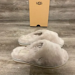 UGG | Annia Peep Toe Sheepskin Slide Slippers In Campfire Grey NEW