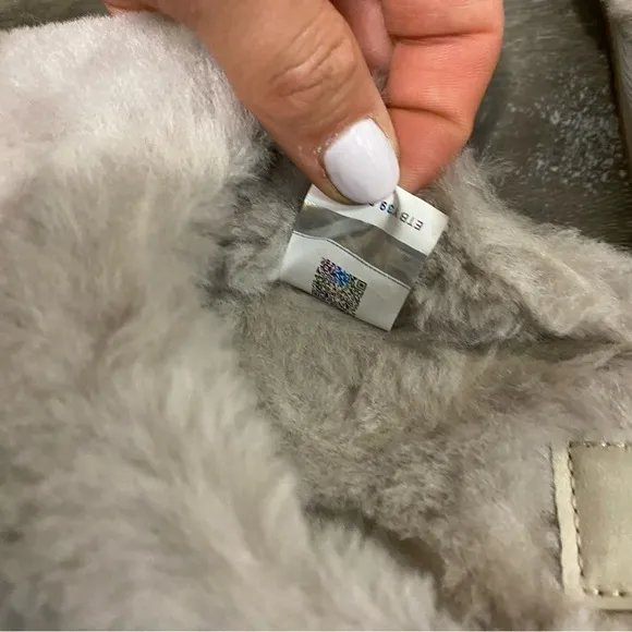 UGG | Annia Peep Toe Sheepskin Slide Slippers In Campfire Grey NEW