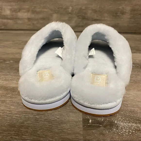 UGG | Annnia Peep Toe Plush Sheepskin Slippers In Sky Blue NEW