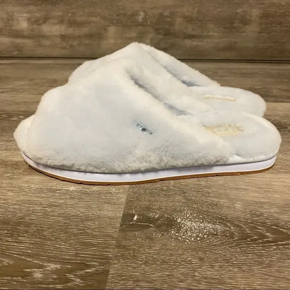UGG | Annnia Peep Toe Plush Sheepskin Slippers In Sky Blue NEW