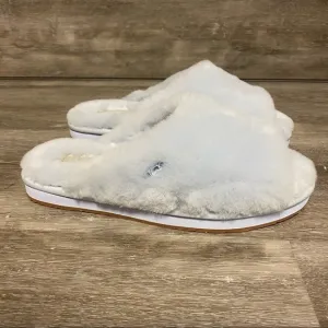 UGG | Annnia Peep Toe Plush Sheepskin Slippers In Sky Blue NEW
