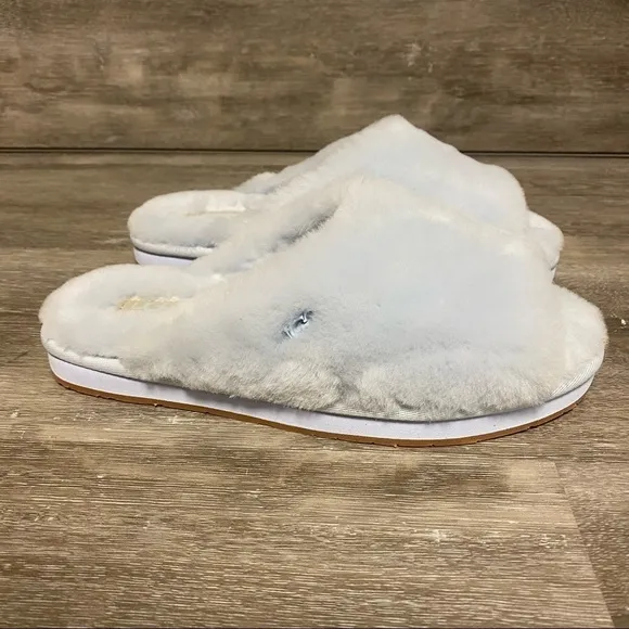 UGG | Annnia Peep Toe Plush Sheepskin Slippers In Sky Blue NEW