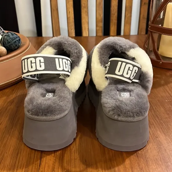 Ugg Australia Disco Slide stripe sandals shoes platform new grey Women’s size 7