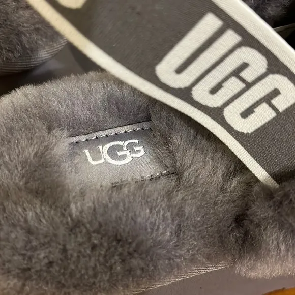 Ugg Australia Disco Slide stripe sandals shoes platform new grey Women’s size 7