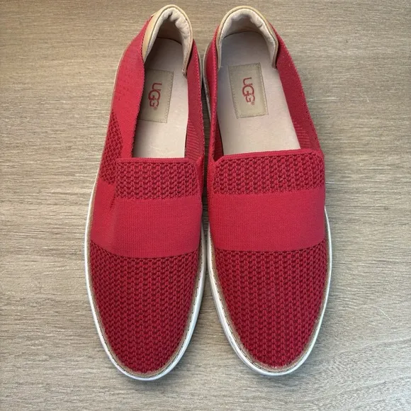 Ugg Australia Sneakers Women's 9.5 Sammy Knit Slip On Casual Comfort Red Shoe