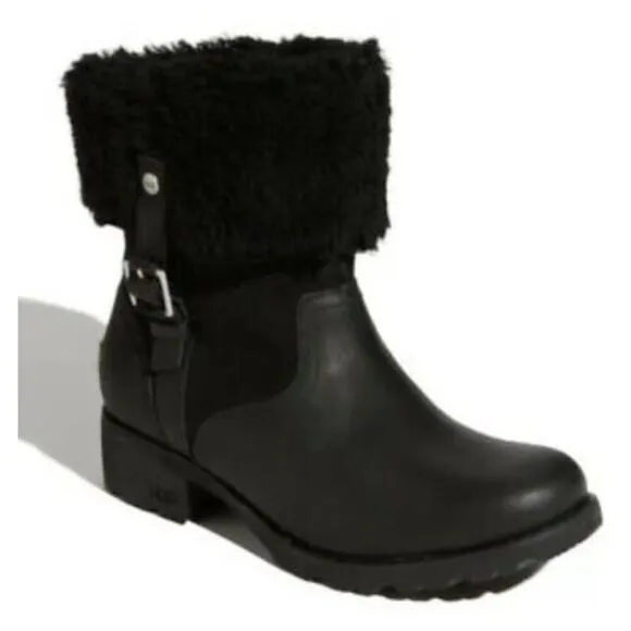 Ugg Bellevue Sheepskin Moto Boots 8