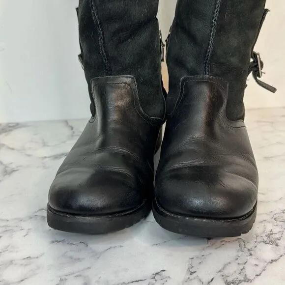 Ugg Bellevue Sheepskin Moto Boots 8