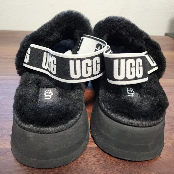 UGG Black Fluff Yeah Shearling Slippers