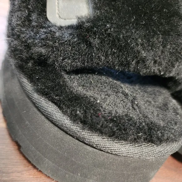 UGG Black Fluff Yeah Shearling Slippers