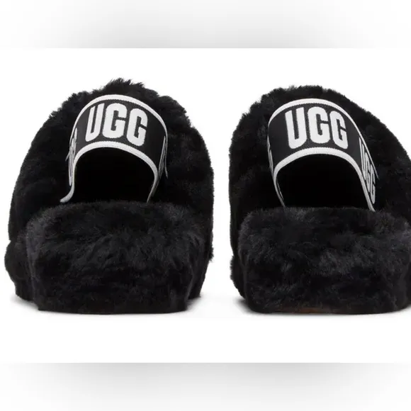 UGG Black Fluffy Slippers size 9 - toddler