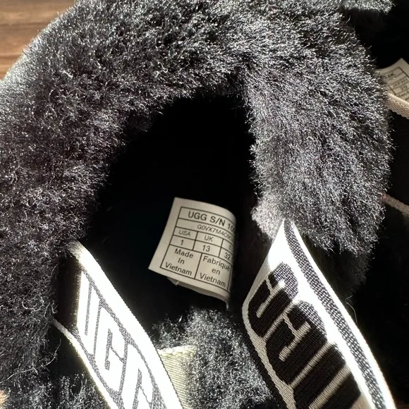 UGG Black Fluffy Slippers