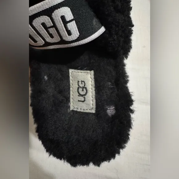 UGG Black Fluffy Yeah Slippers