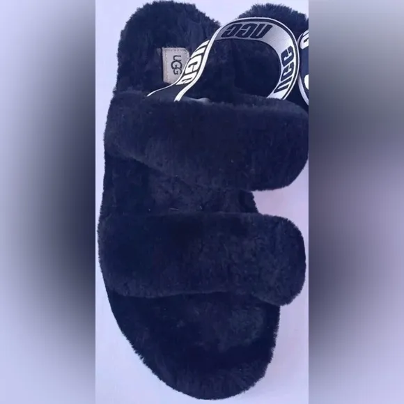 UGG Black Fluffy Yeah Slippers