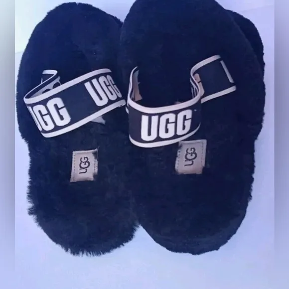 UGG Black Fluffy Yeah Slippers