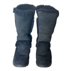 UGG Boots Sundance Waterproof Black SUEDE Leather Fur SHEEPSKIN BOOTS SZ 9