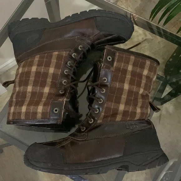 UGG ‘Butte’ Tartan Heavy-Duty WATERPROOF EVENT Plaid and Leather Boots