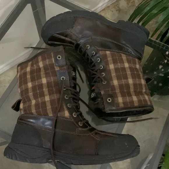 UGG ‘Butte’ Tartan Heavy-Duty WATERPROOF EVENT Plaid and Leather Boots