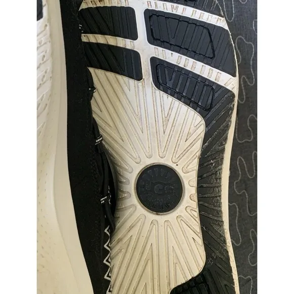 UGG CA78 TASMAN BLACK WHITE TEXTILE STRAPS SNEAKERS MEN'S SHOES SIZE US 10