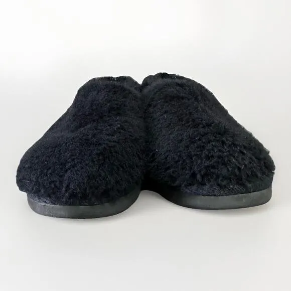 UGG Classic Cozy Booties Slippers Black Sheepskin Wool Fur Lined UGGs