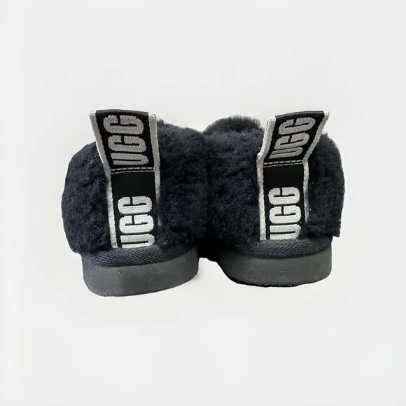 UGG Classic Cozy Booties Slippers Black Sheepskin Wool Fur Lined UGGs
