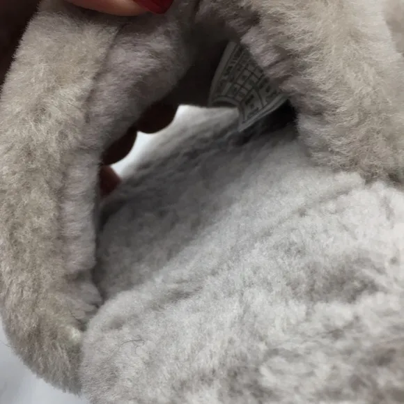 Ugg Cozette Oyster Gray Sherpa slippers slides Sz 12