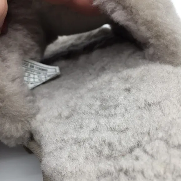 Ugg Cozette Oyster Gray Sherpa slippers slides Sz 12