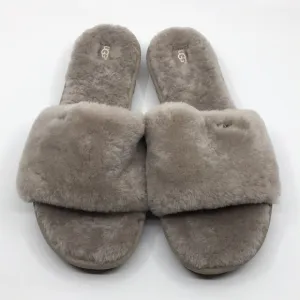 Ugg Cozette Oyster Gray Sherpa slippers slides Sz 12