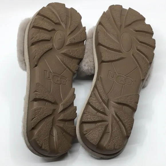 Ugg Cozette Oyster Gray Sherpa slippers slides Sz 12