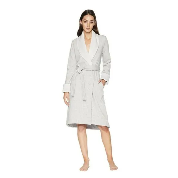 UGG DUFFIELD II FLEECE ROBE IN SEAL HEATHER SZ S