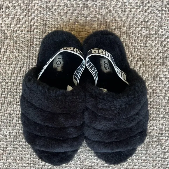 UGG Fluff Yeah Black Slide Women's Slipper Sandals Size 7