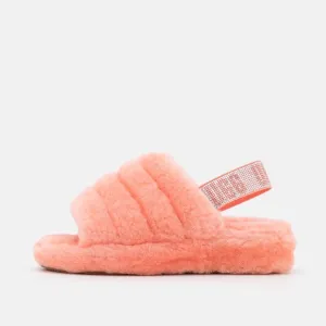 Ugg Fluff Yeah Bling Slingback Slippers Sandals, Coral, Shearling Crystals, Sz 8