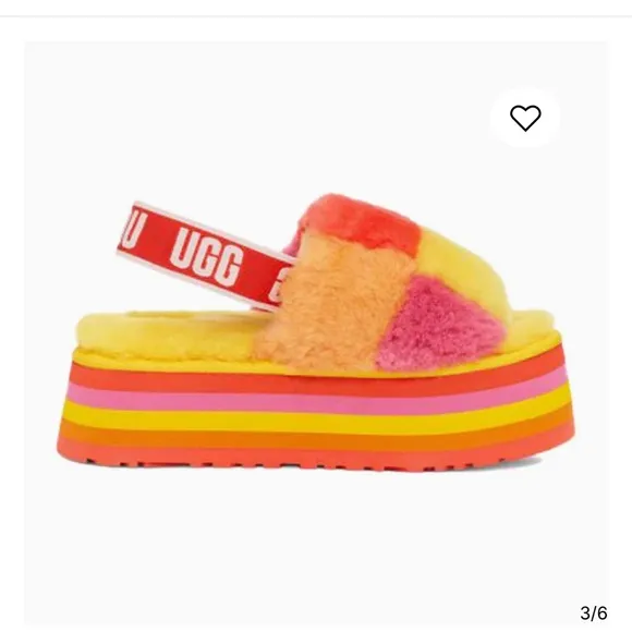 UGG Fluff Yeah Disco Checker Platform Slingback Sandals
