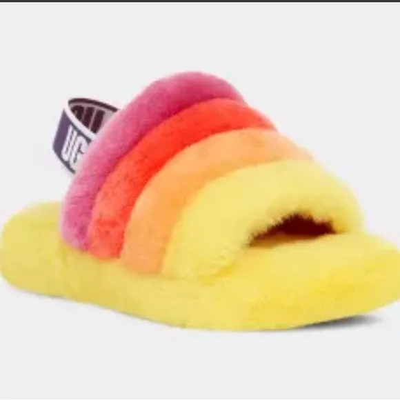 UGG FLUFF YEAH RAINBOW SLIPPERS