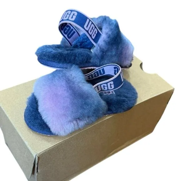 UGG Fluff Yeah Slide Gradient Ombre Purple Pink Sandal Slippers Toddler 7 Box