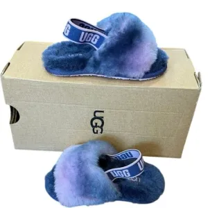 UGG Fluff Yeah Slide Gradient Ombre Purple Pink Sandal Slippers Toddler 7 Box