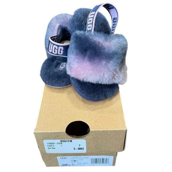 UGG Fluff Yeah Slide Gradient Ombre Purple Pink Sandal Slippers Toddler 7 Box