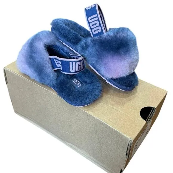 UGG Fluff Yeah Slide Gradient Ombre Purple Pink Sandal Slippers Toddler 7 Box
