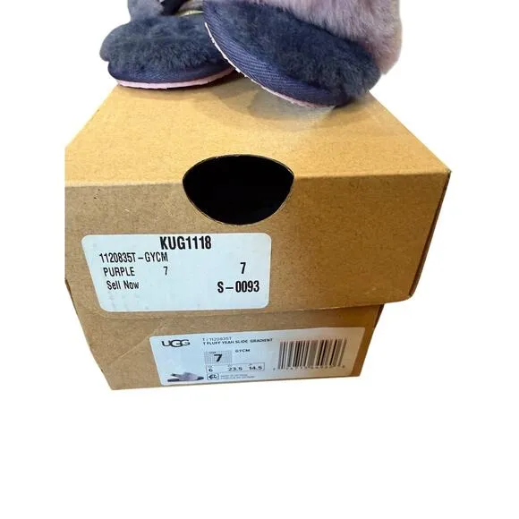 UGG Fluff Yeah Slide Gradient Ombre Purple Pink Sandal Slippers Toddler 7 Box