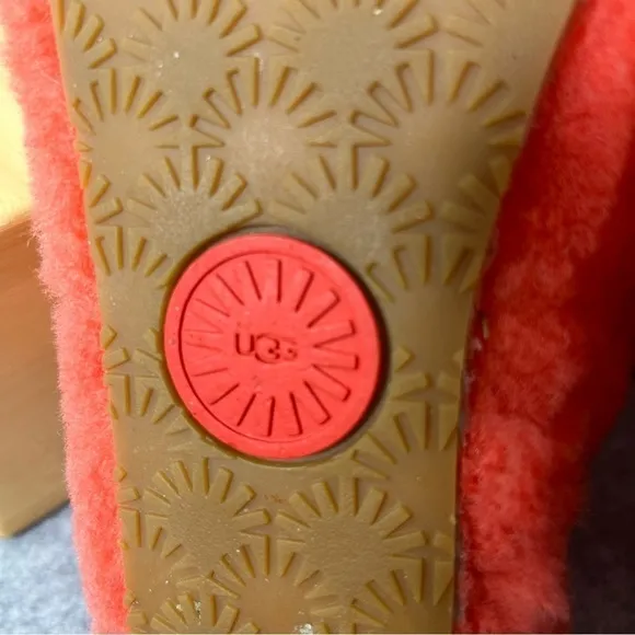 Ugg Fluff Yeah Slides Shoes Slippers Pink Fluffy Size 7 Women's