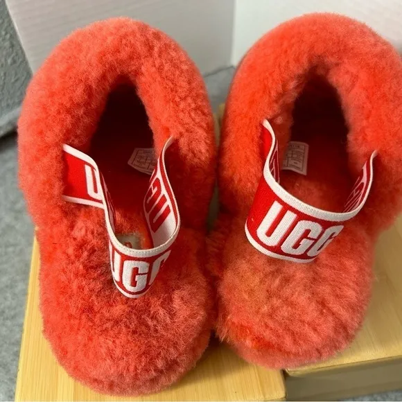 Ugg Fluff Yeah Slides Shoes Slippers Pink Fluffy Size 7 Women's