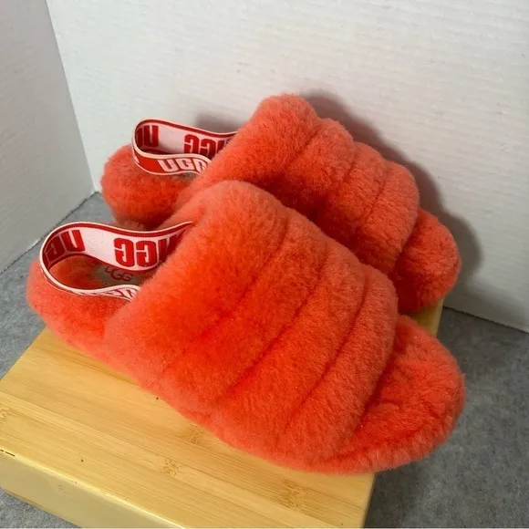 Ugg Fluff Yeah Slides Shoes Slippers Pink Fluffy Size 7 Women's