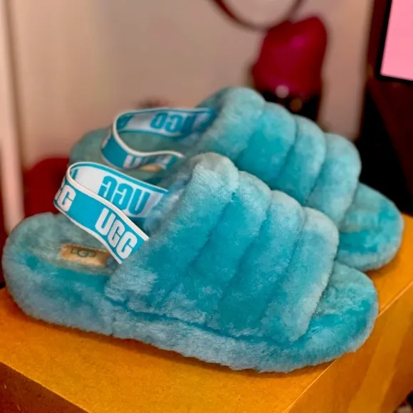 UGG Fluff Yeah Tiffany Blue Slippers RARE COLOR