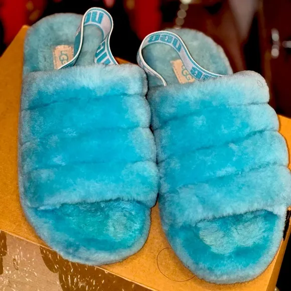 UGG Fluff Yeah Tiffany Blue Slippers RARE COLOR