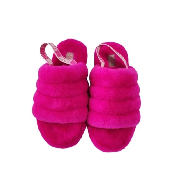 UGG Fluffy Pink Slippers size 4 US