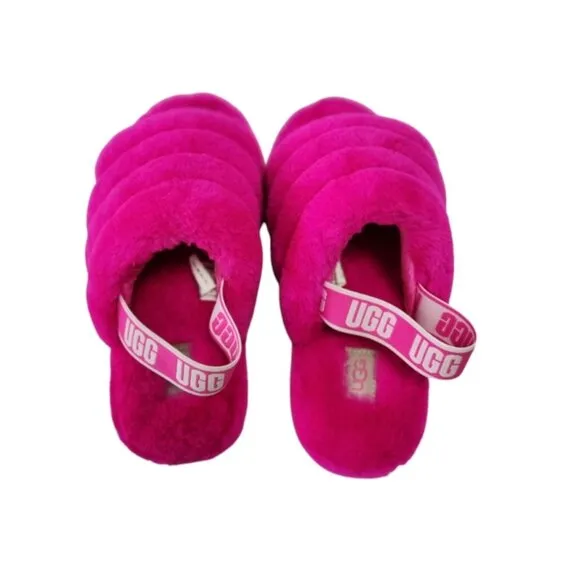 UGG Fluffy Pink Slippers size 4 US
