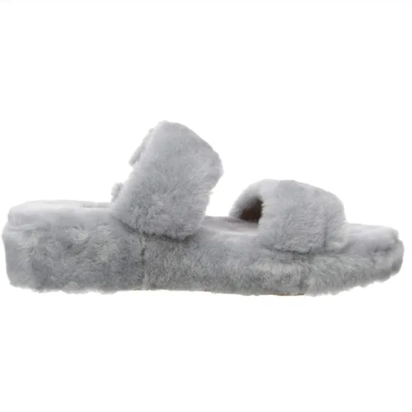 UGG Fuzz Yeah Slippers Geyser Gray Slip On House Shoes