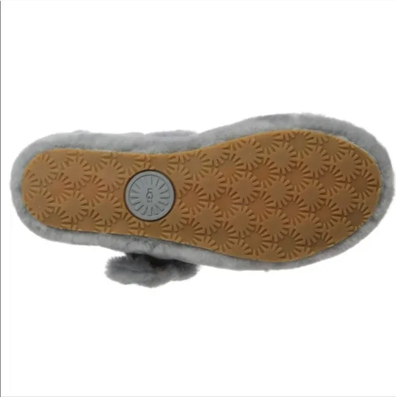 UGG Fuzz Yeah Slippers Geyser Gray Slip On House Shoes