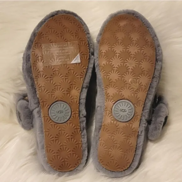 UGG Fuzz Yeah Slippers Geyser Gray Slip On House Shoes