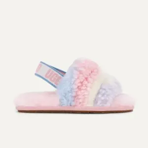 Ugg girls Fluff Yeah Slide Cali Collage rainbow slippers size 11